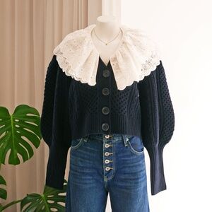 Sea NY Melanie Cropped Cardigan - Navy